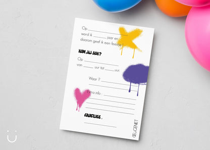 Uitnodiging kinderfeestje "Skatergirl" - Deugeniet - Uitnodiging verjaardagsfeestje