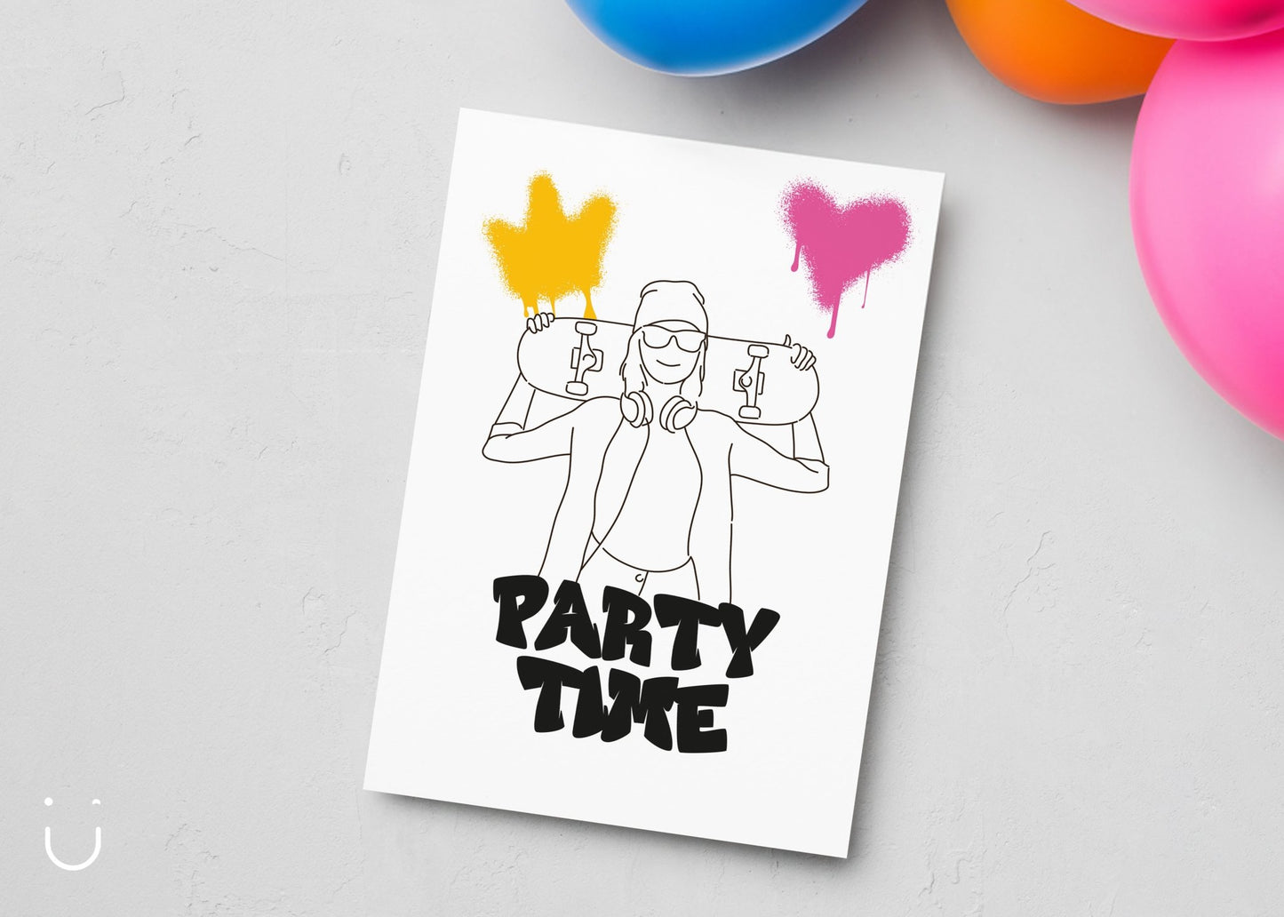 Uitnodiging kinderfeestje "Skatergirl" - Deugeniet - Uitnodiging verjaardagsfeestje