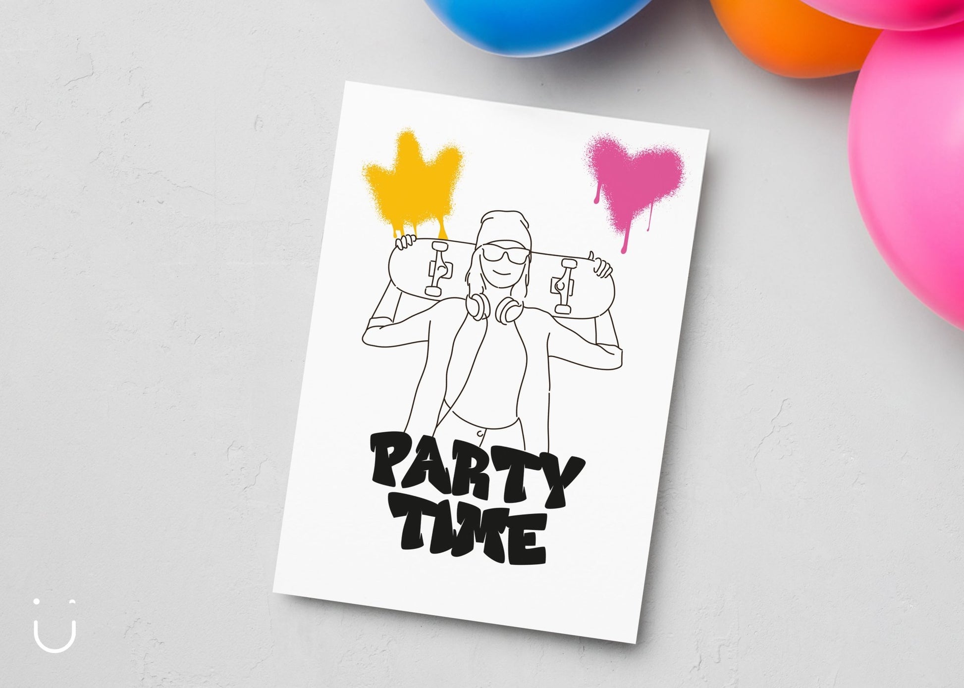 Uitnodiging kinderfeestje "Skatergirl" - Deugeniet - Uitnodiging verjaardagsfeestje