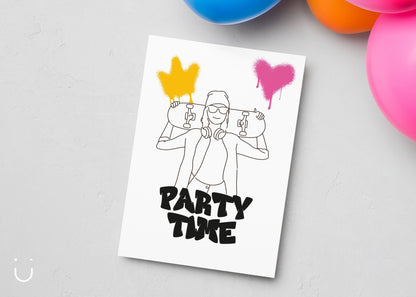 Uitnodiging kinderfeestje "Skatergirl" - Deugeniet - Uitnodiging verjaardagsfeestje