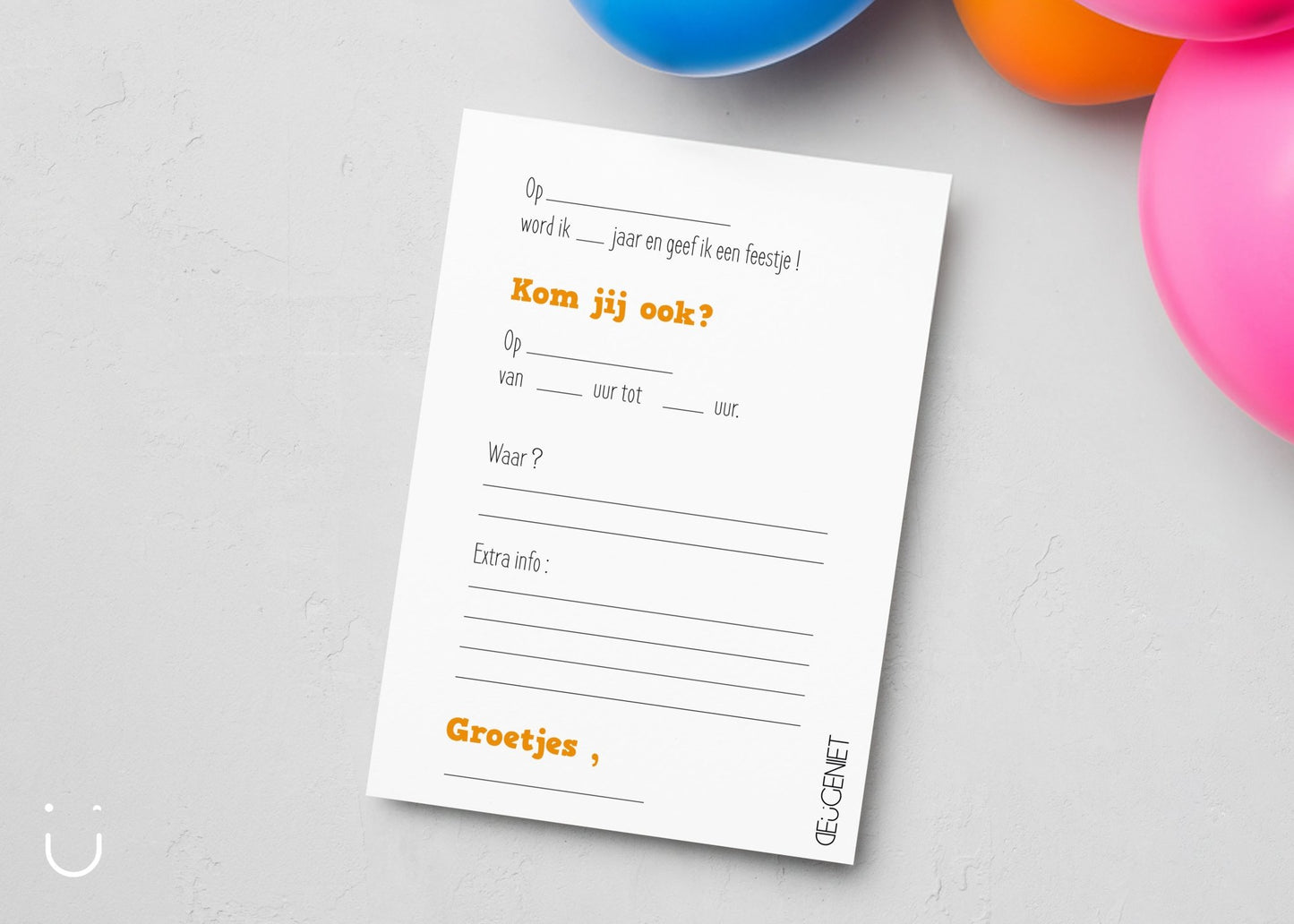 Uitnodiging kinderfeestje "Voetbal" - Deugeniet - Uitnodiging verjaardagsfeestje