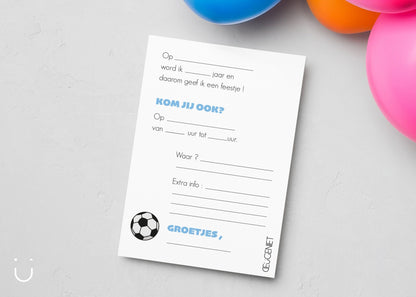 Uitnodiging kinderfeestje "Voetballer" - Deugeniet - Uitnodiging verjaardagsfeestje