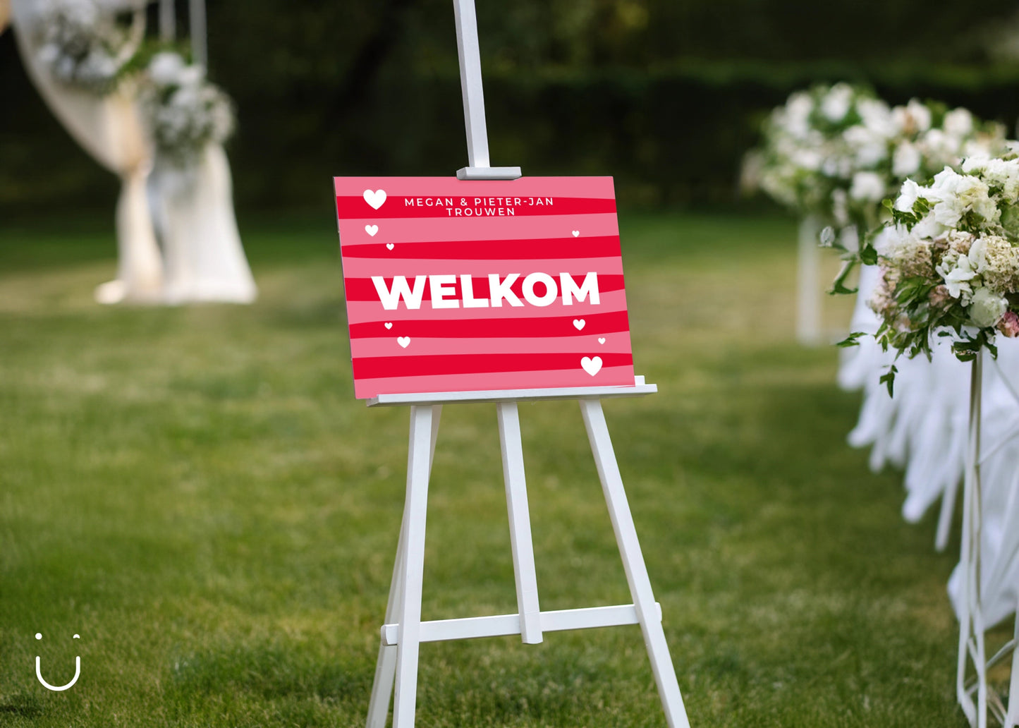 Welkomstbord "Love is all around" - Deugeniet - Welkomstbord huwelijk